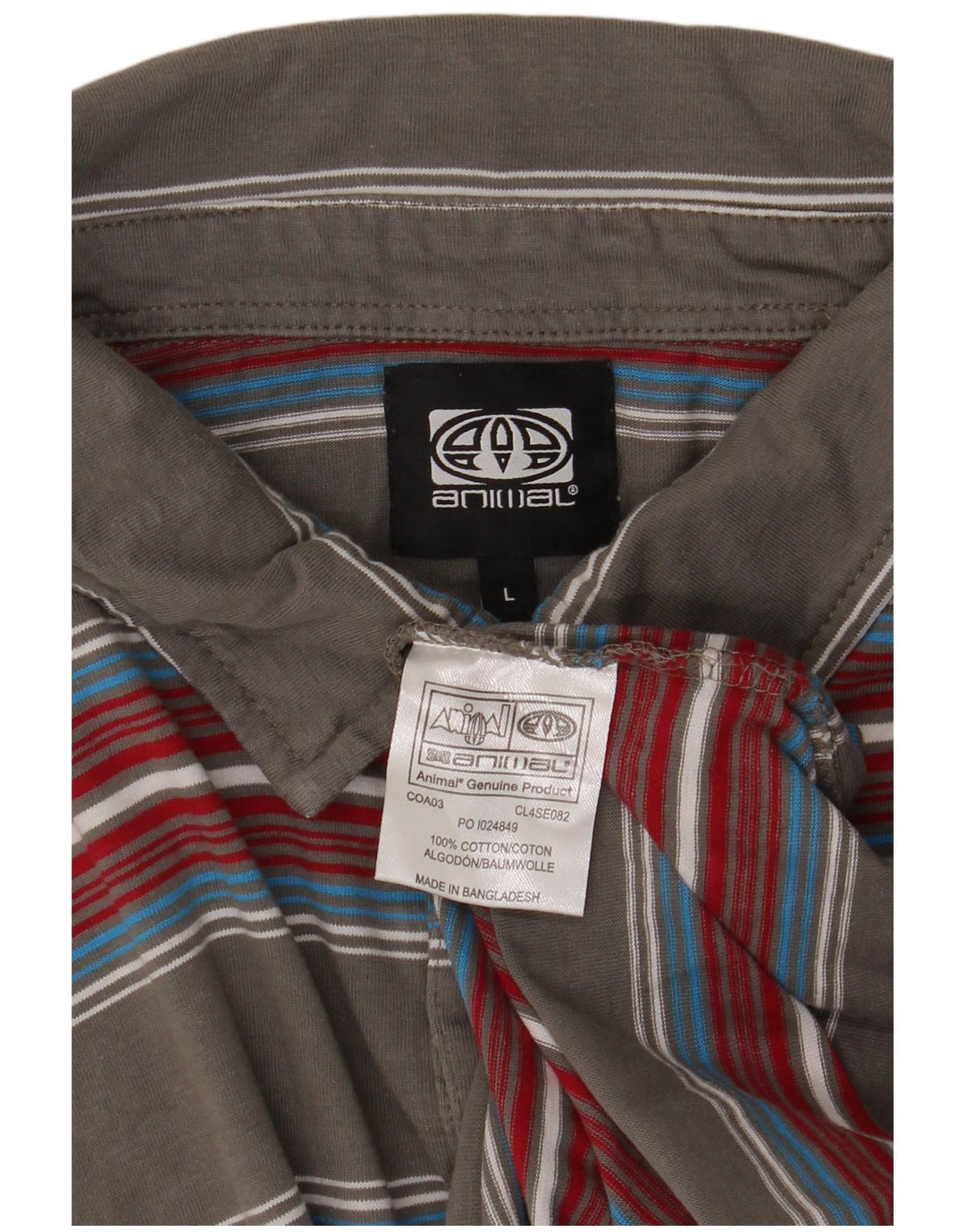 Polo da uomo Animal Large in cotone a righe grigie