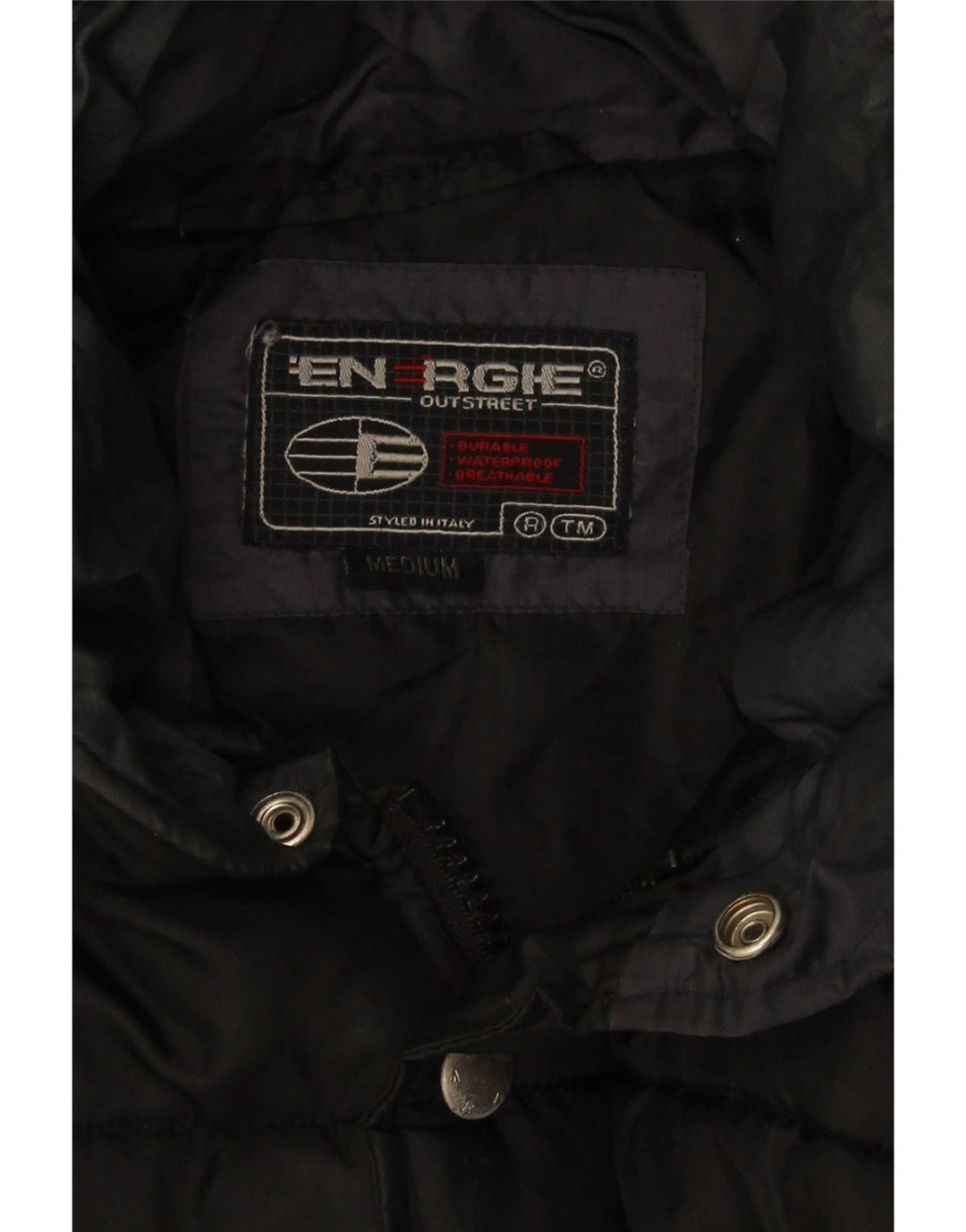 Giacca imbottita con cappuccio grafico da uomo Energie UK 38 nylon nero medio