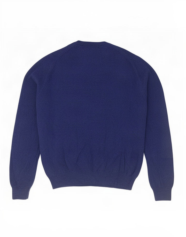Maglione maglione girocollo da uomo Marks & Spencer blu Harbour in lana d'agnello media