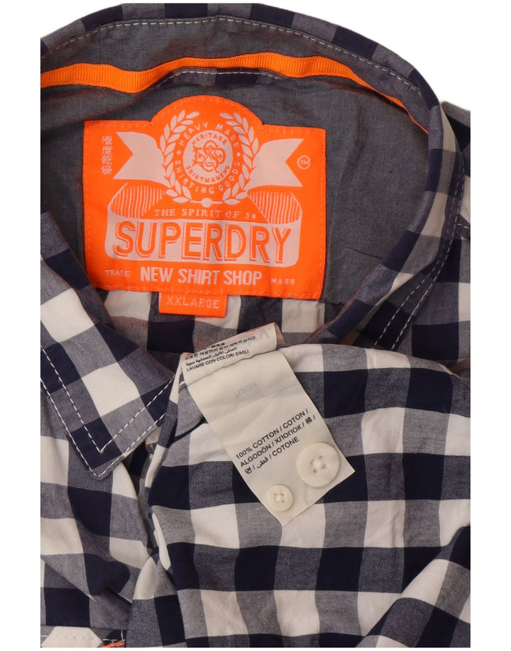 Camicia da uomo Superdry 2XL in cotone a quadretti blu navy