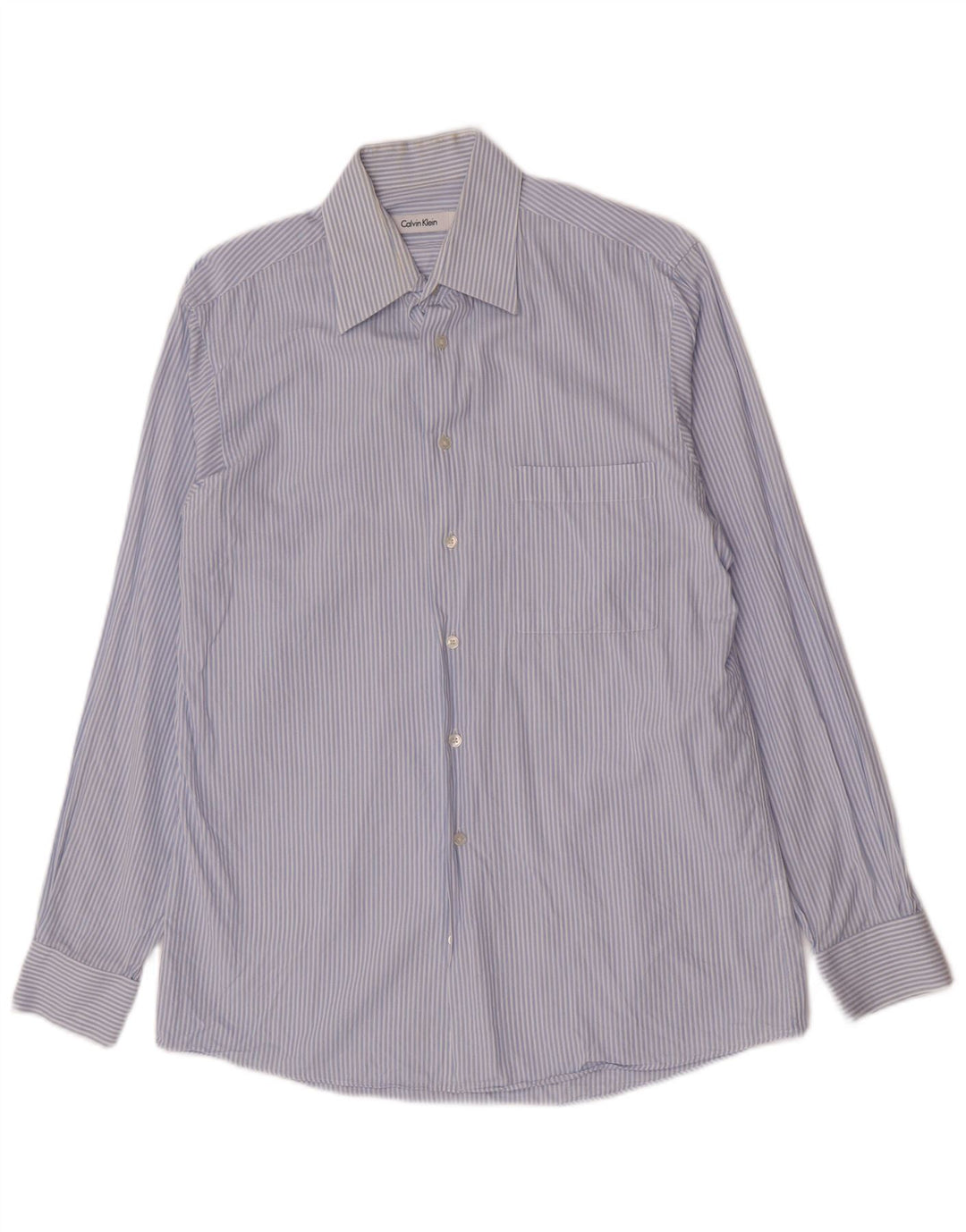 Camicia da uomo Calvin Klein taglia 15 1/2 cotone a righe blu medio