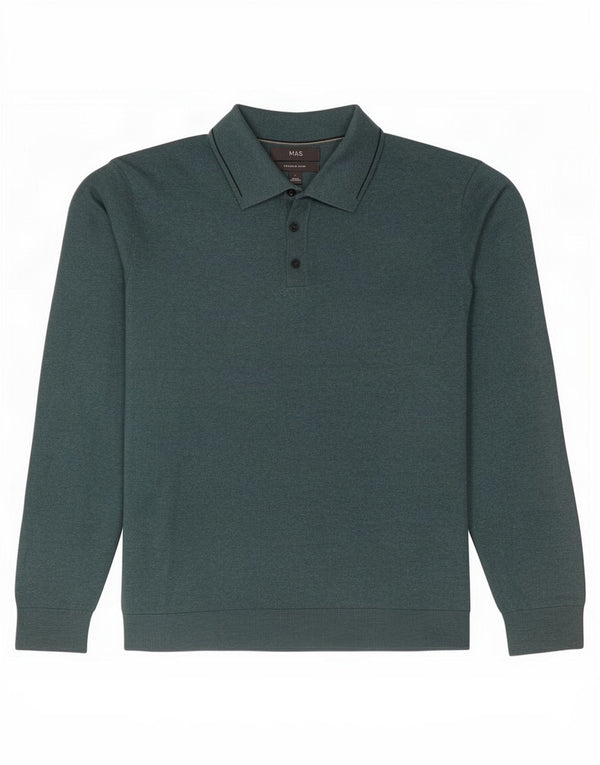 Maglione da uomo Marks & Spencer con collo alto, grande cotone verde