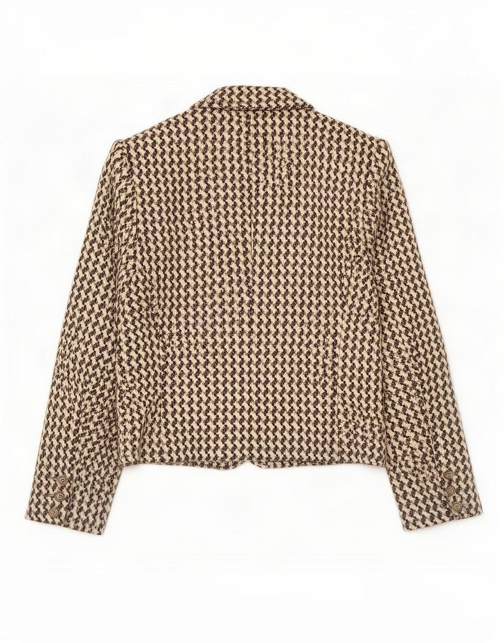 Giacca blazer corta da donna Poi By Krizia IT 40 piccolo pied de poule beige