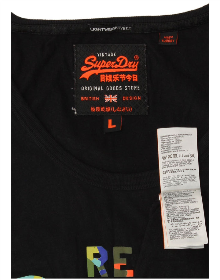 Canotta grafica da uomo Superdry grande in cotone nero