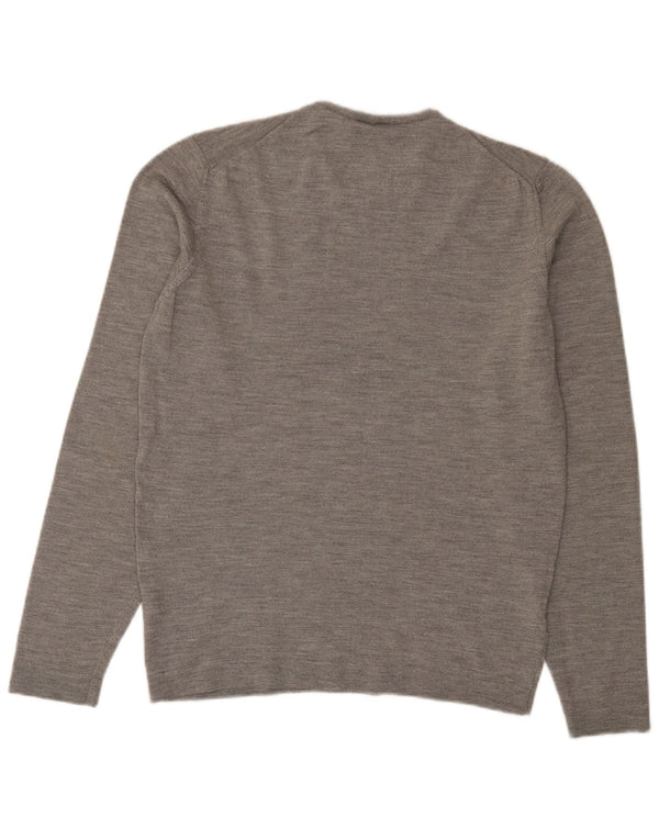 Maglione girocollo da uomo slim fit Emporio Armani IT 52 Large in lana grigia