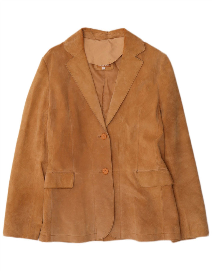 Giacca Blazer In Pelle Scamosciata 2 Bottoni Donna Conbipel IT 44 Pelle Beige Medio