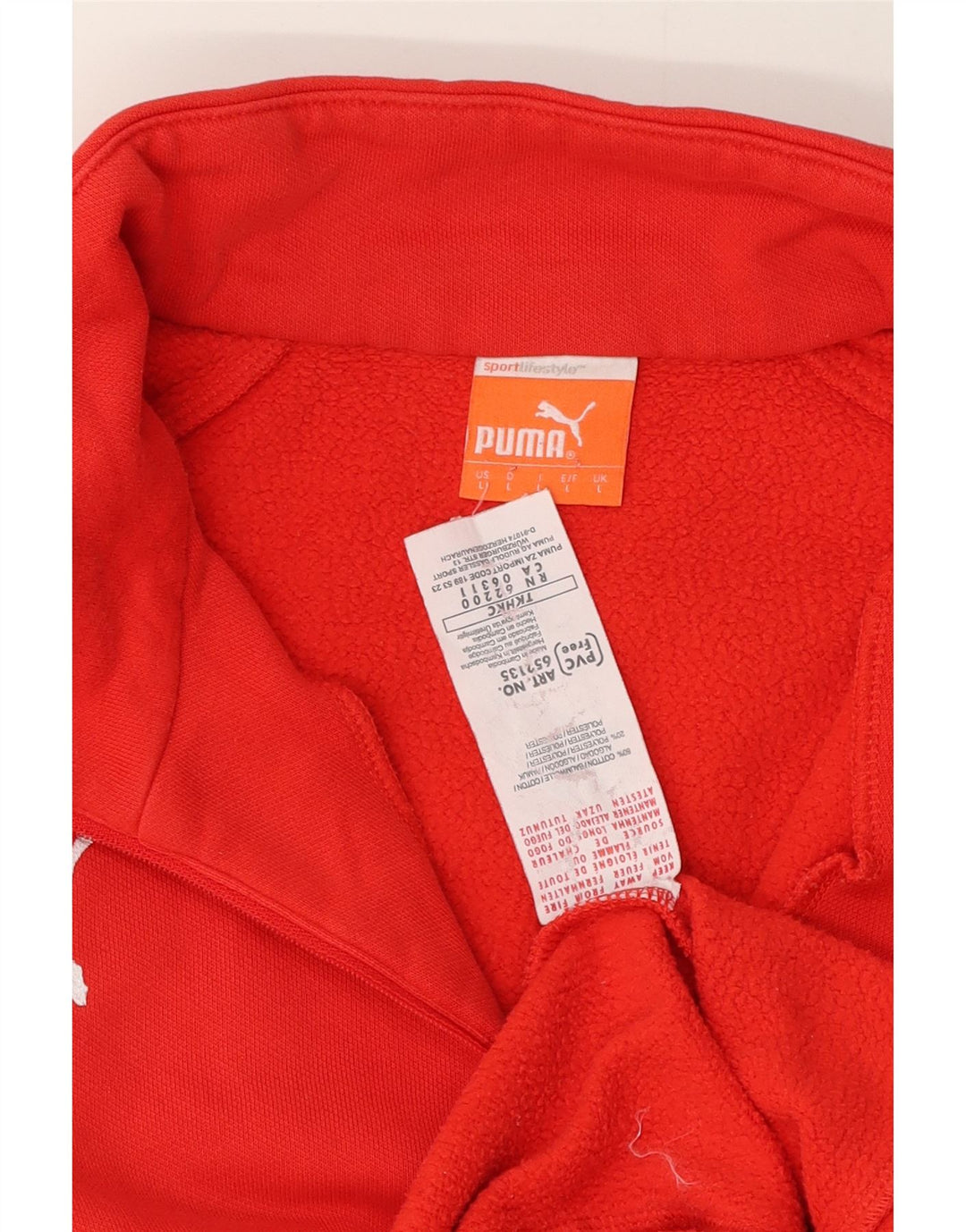 Felpa Puma da uomo con zip e collo, maglione grande, colore rosso, in cotone color block