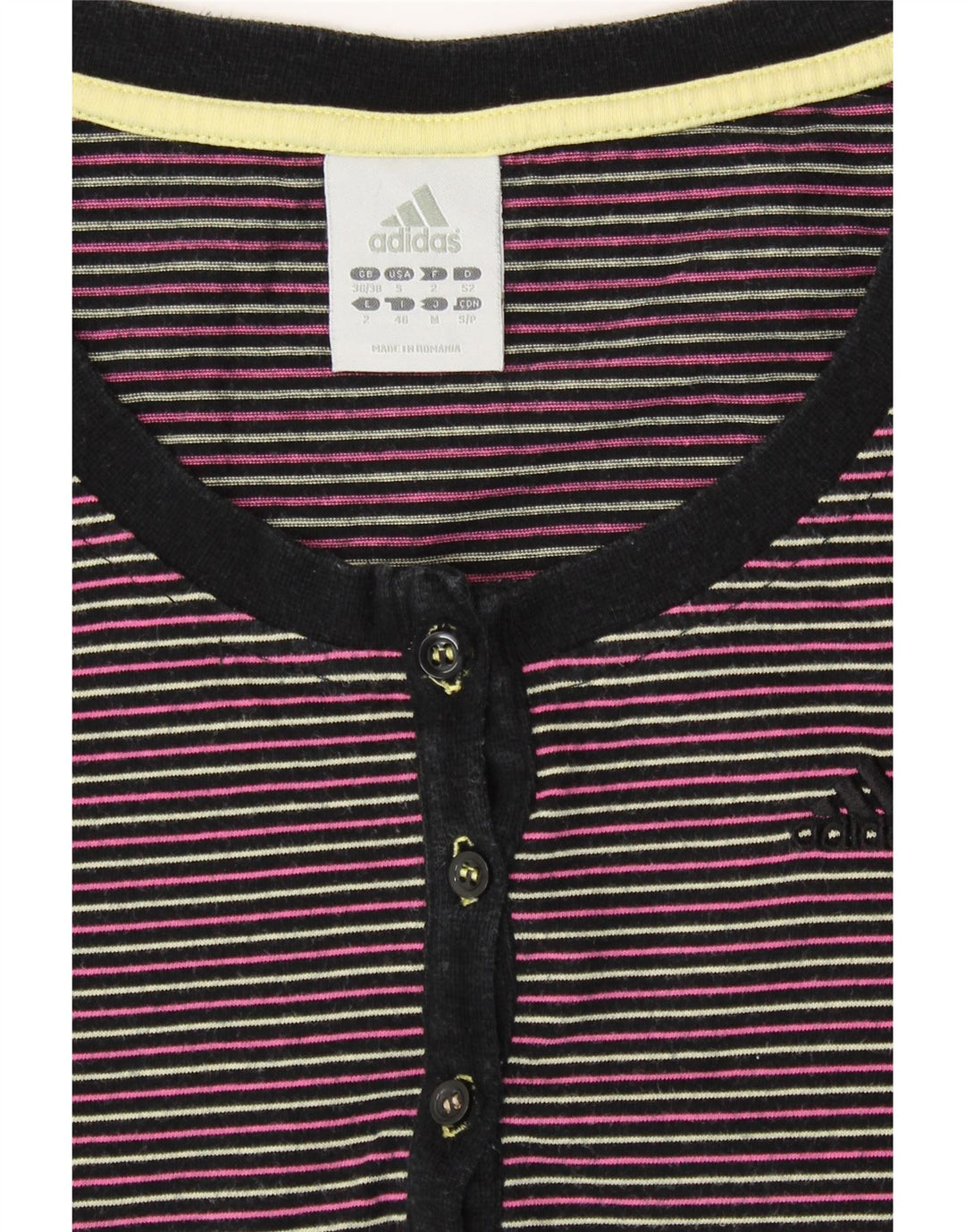 T-shirt da donna ADIDAS UK 8/10 piccola in cotone a righe multicolore