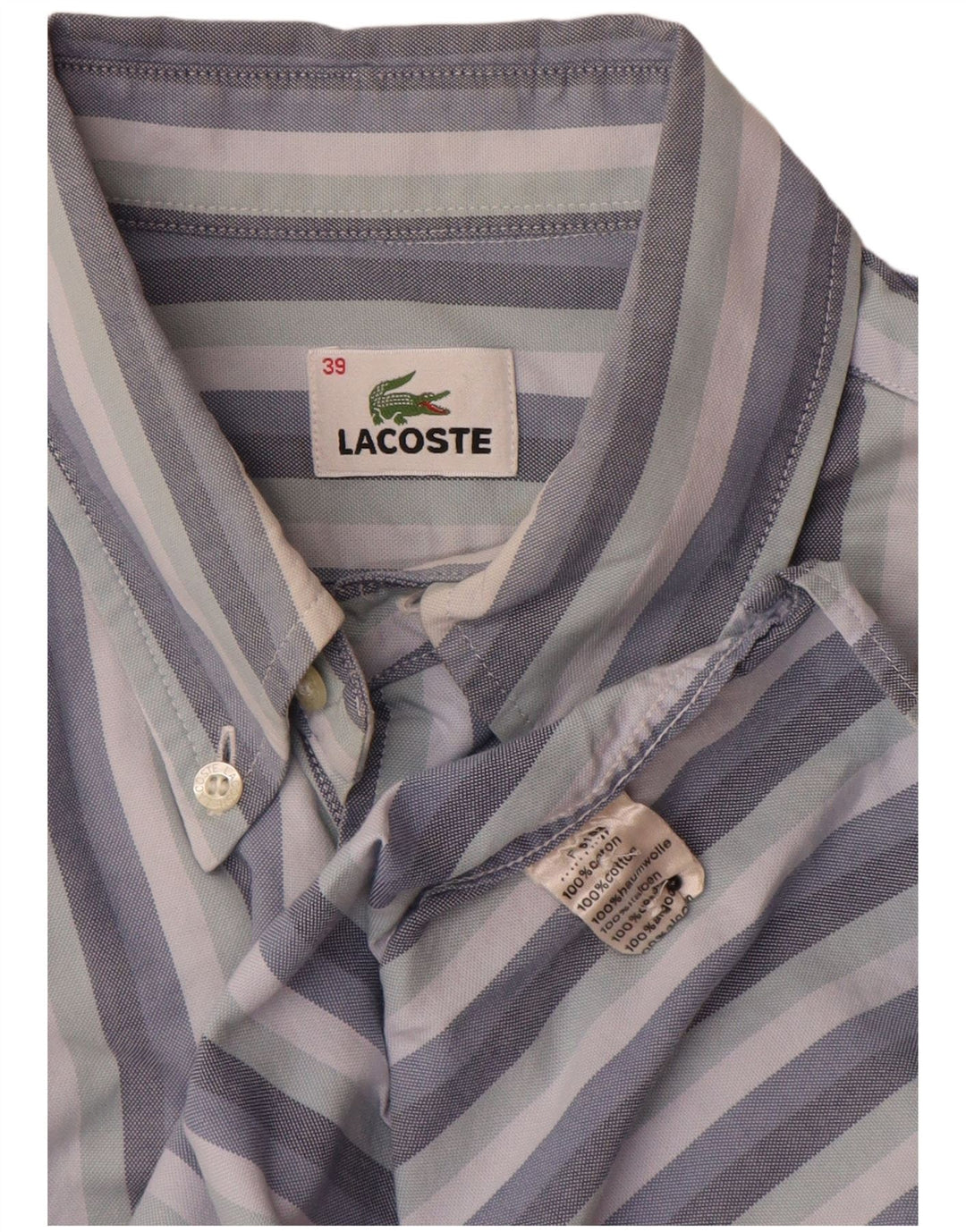 Camicia da uomo Lacoste taglia 39 cotone a righe blu medio
