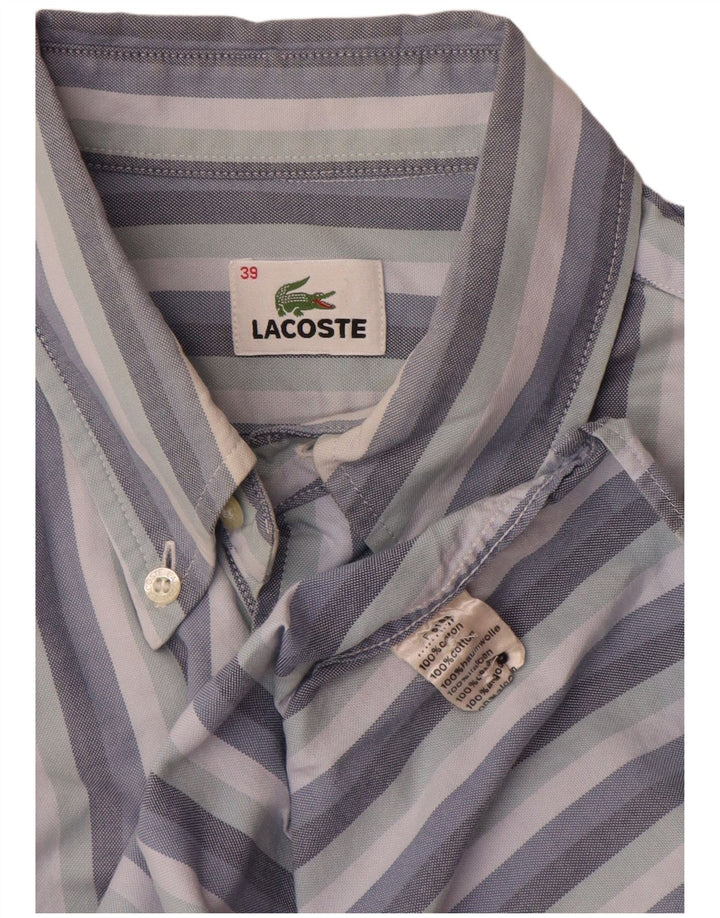 Camicia da uomo Lacoste taglia 39 cotone a righe blu medio