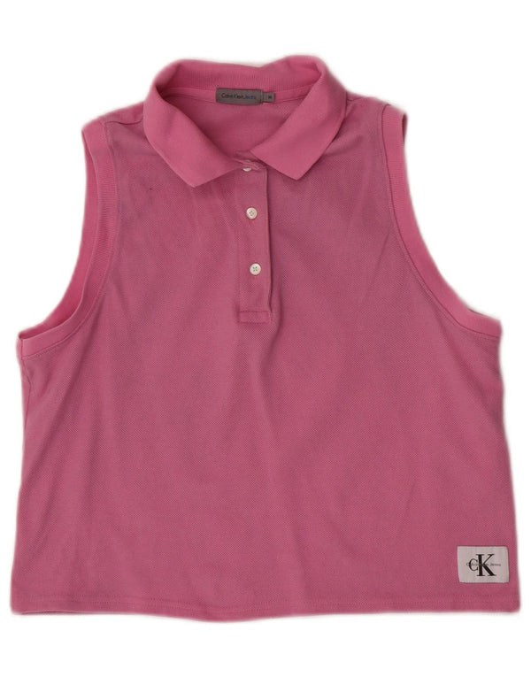Polo senza maniche corta da donna Calvin Klein Jeans UK 12 Rosa medio