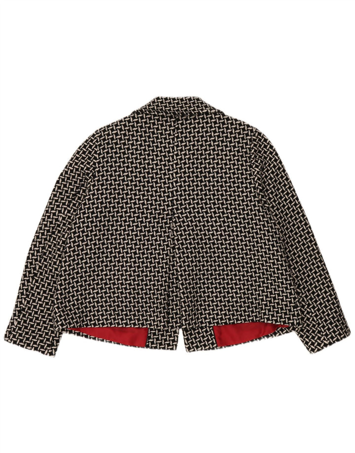 Giacca blazer a 3 bottoni Marks & Spencer da donna UK 16 grande nera geometrica