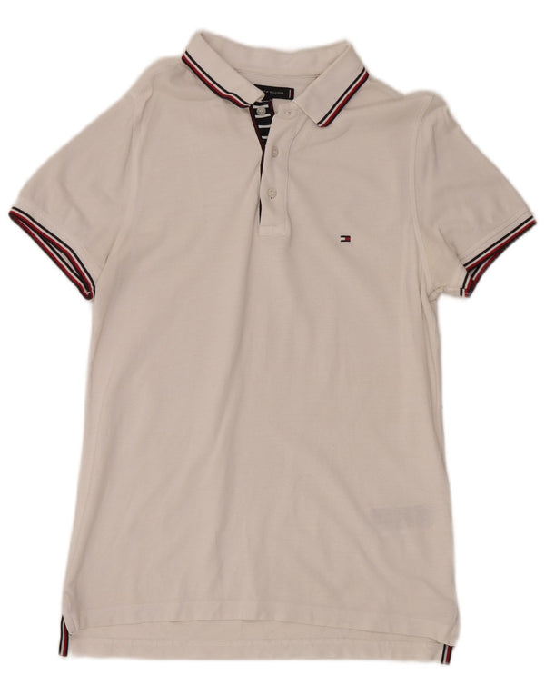 Polo slim fit da uomo Tommy Hilfiger piccola in cotone bianco