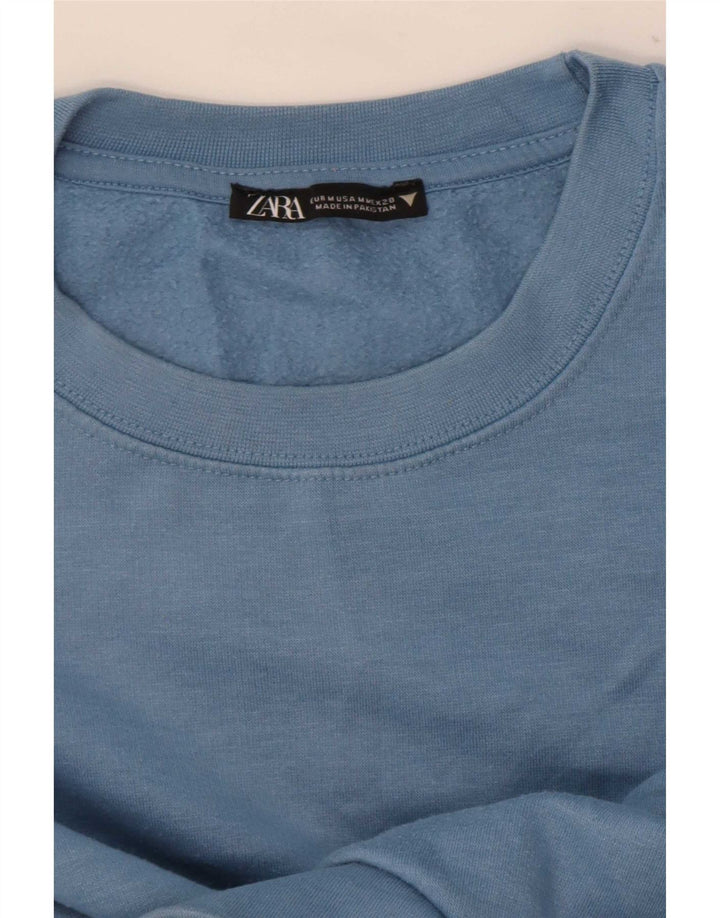 Felpa corta da donna Zara, maglione UK 12, blu medio