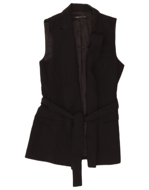 Gilet lungo da donna Zara UK 8 piccolo poliestere nero