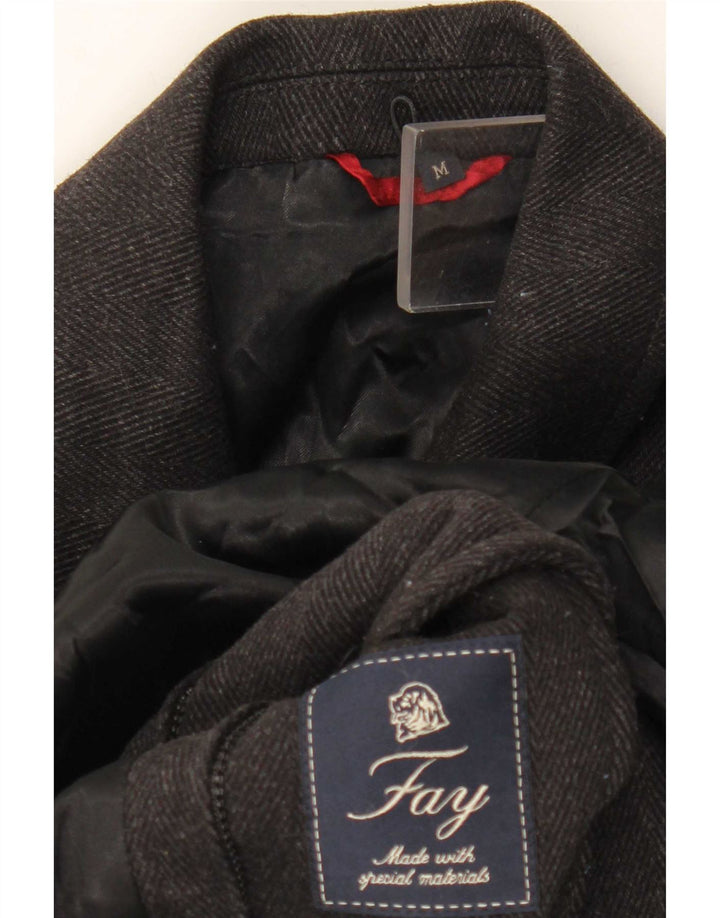 Cappotto da uomo Fay UK 38 grigio medio a spina di pesce