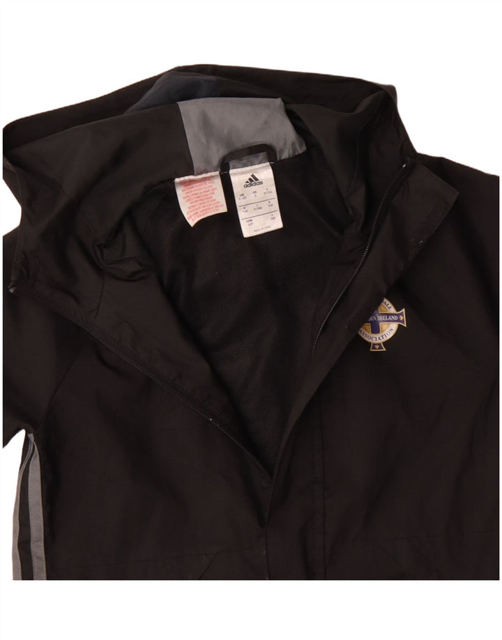 Giacca a vento con cappuccio grafica Adidas da ragazzo 9-10 anni in poliestere nero