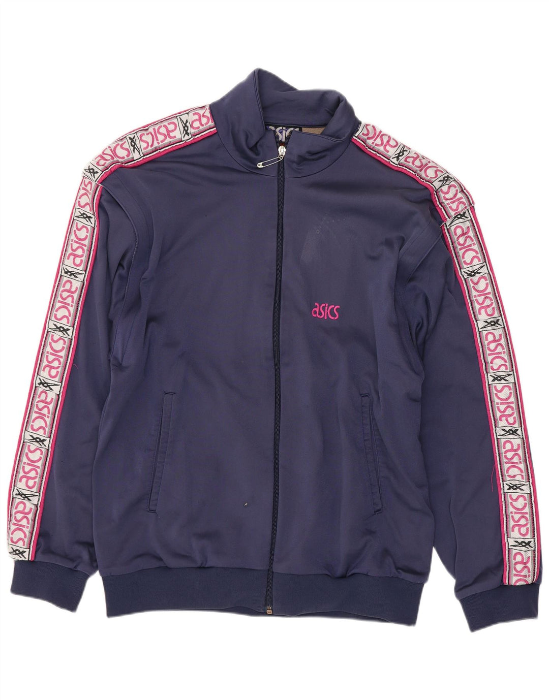Giacca sportiva da uomo con grafica Asics, giacca grande, colore blu navy