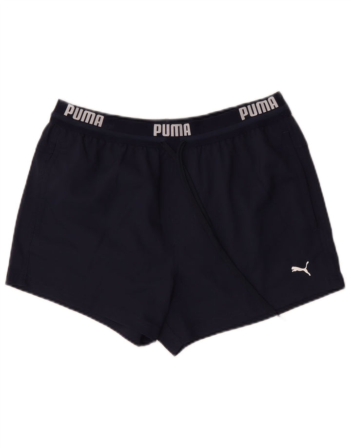 Pantaloncini sportivi grafici da uomo Puma medi in poliestere blu navy