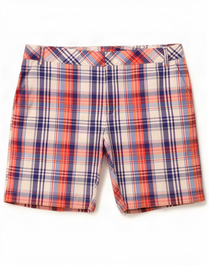 Pantaloncini chino da donna Izod US 6 medi W34 in cotone a quadri rossi
