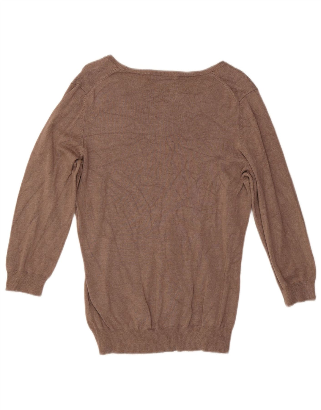 Maglione da donna con scollo a V Marks & Spencer UK 12 Viscosa marrone medio