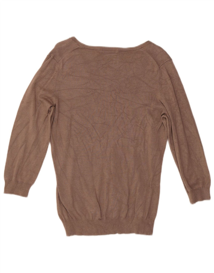 Maglione da donna con scollo a V Marks & Spencer UK 12 Viscosa marrone medio