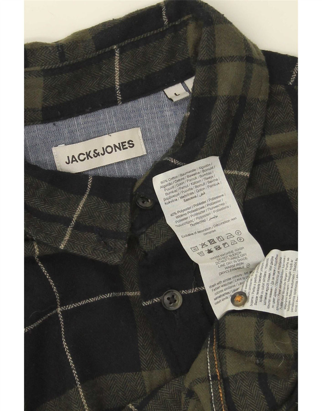 Jack & Jones Camicia da uomo in flanella di cotone a quadri verdi grandi