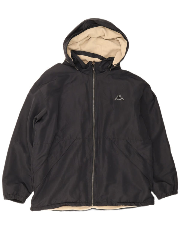Giacca reversibile da uomo Kappa con vestibilità ampia e cappuccio UK 40 grande poliestere nero