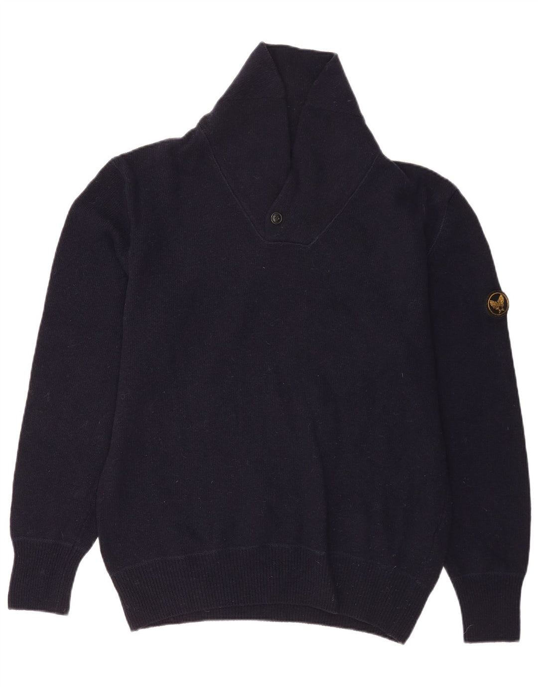 Maglione da uomo Avirex con collo a scialle, lana merino media blu navy
