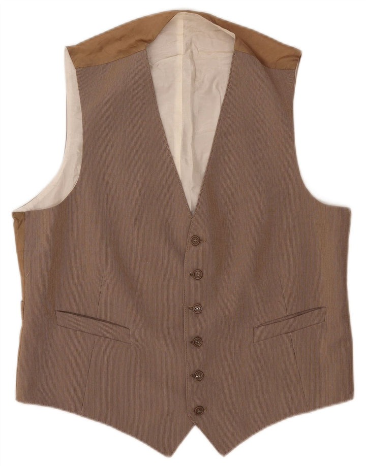 Gilet Vintage da Uomo IT 52 Grande Gessato Marrone