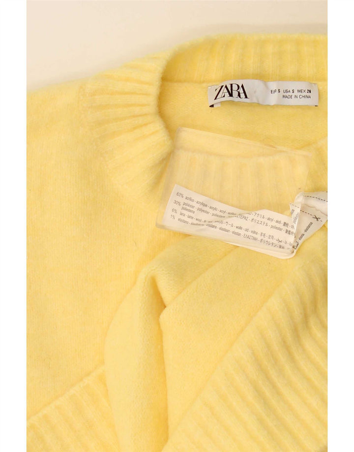 Maglione girocollo oversize corto da donna Zara UK 10 piccolo giallo