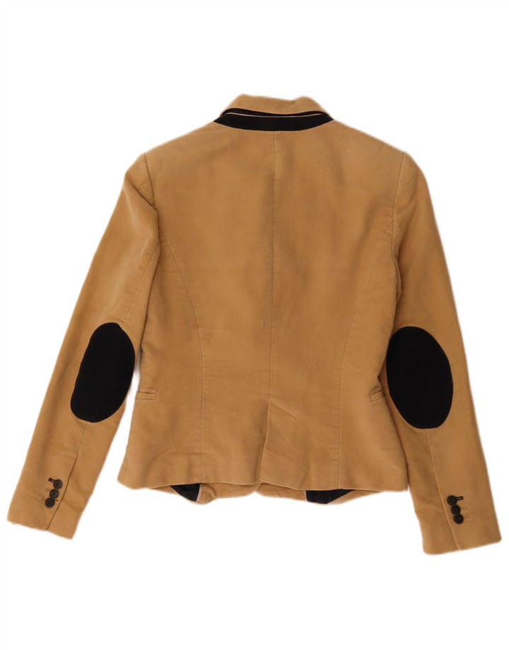 Giacca blazer corta a 1 bottone da donna Zara UK 12 Acetato beige medio