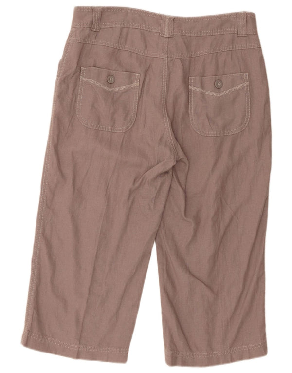Pantaloni Capri da donna Marks & Spencer UK 12 Large W33 L19 Lino marrone