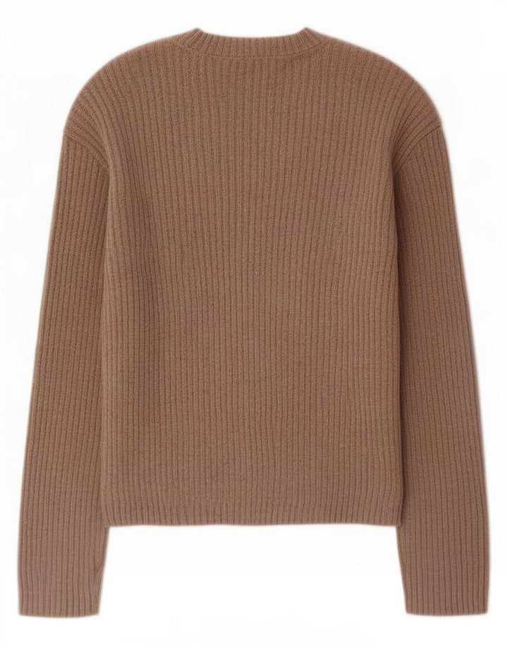 Maglione maglione girocollo oversize da donna Marks & Spencer UK 10 piccolo marrone