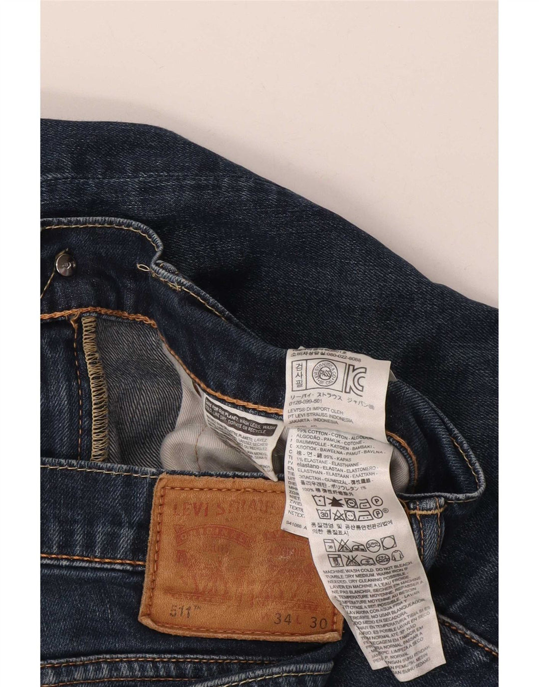 Jeans Levi's Uomo 511 Slim W34 L30 Cotone Blu Navy