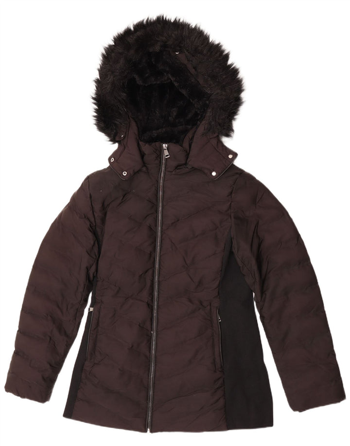 Giacca imbottita con cappuccio da donna Zara UK 14 grande nera
