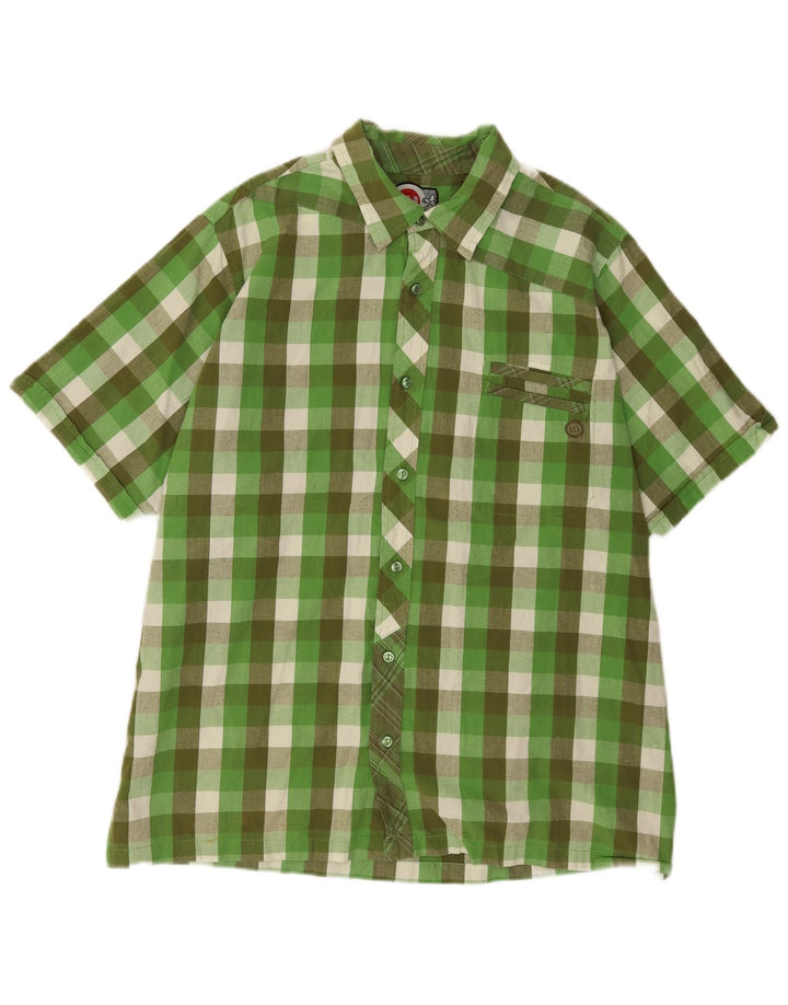 Camicia a maniche corte da uomo Animal 2XL in cotone a quadri verdi