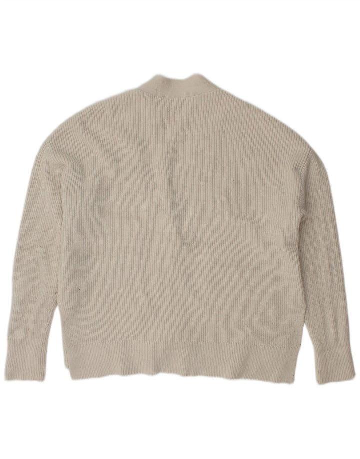 Maglione cardigan oversize da donna Zara UK 10 piccolo in viscosa bianca