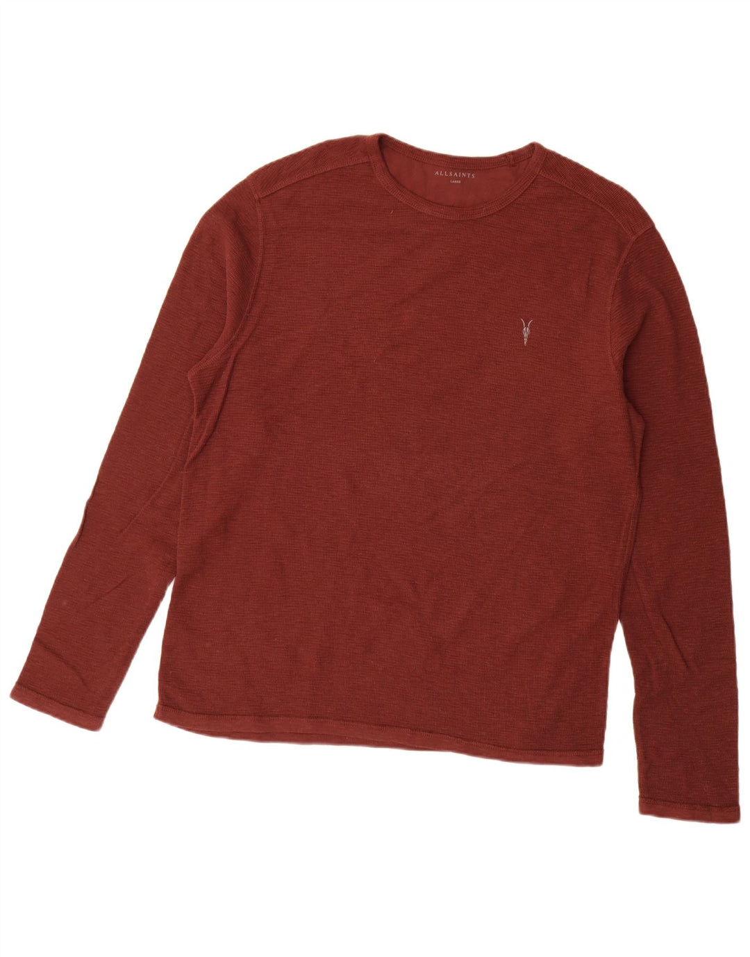 Top da uomo a maniche lunghe di All Saints in cotone marrone rossiccio
