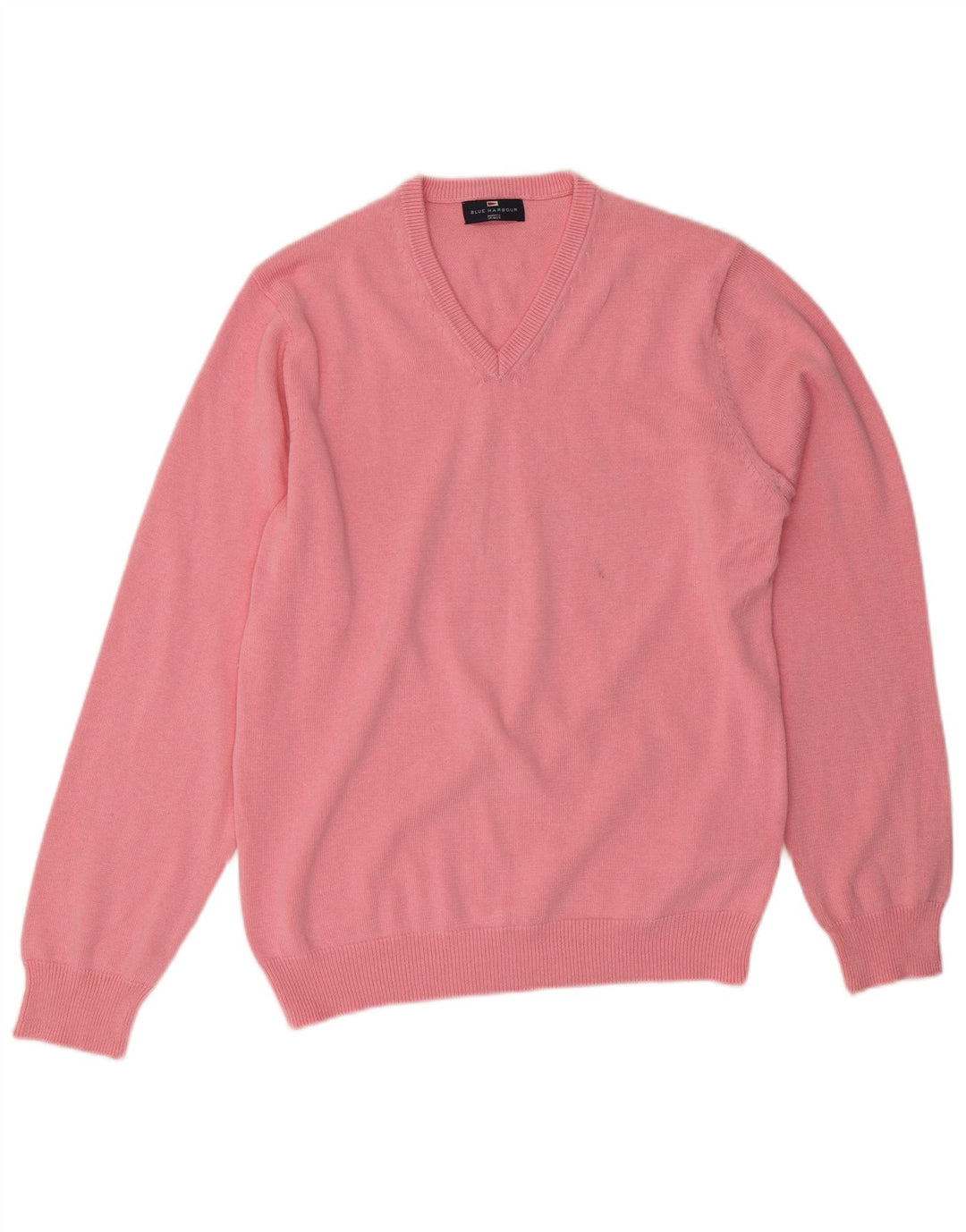 Maglione da uomo con scollo a V Marks & Spencer in cotone rosa medio
