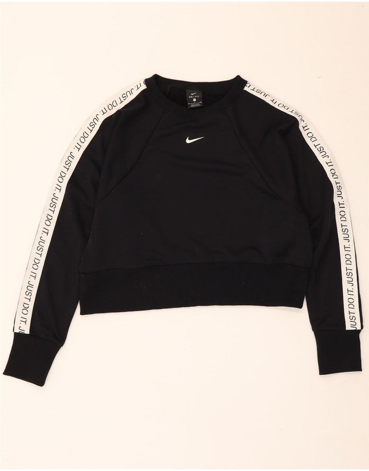 Felpa oversize con grafica corta Nike da donna UK 10 piccola nera