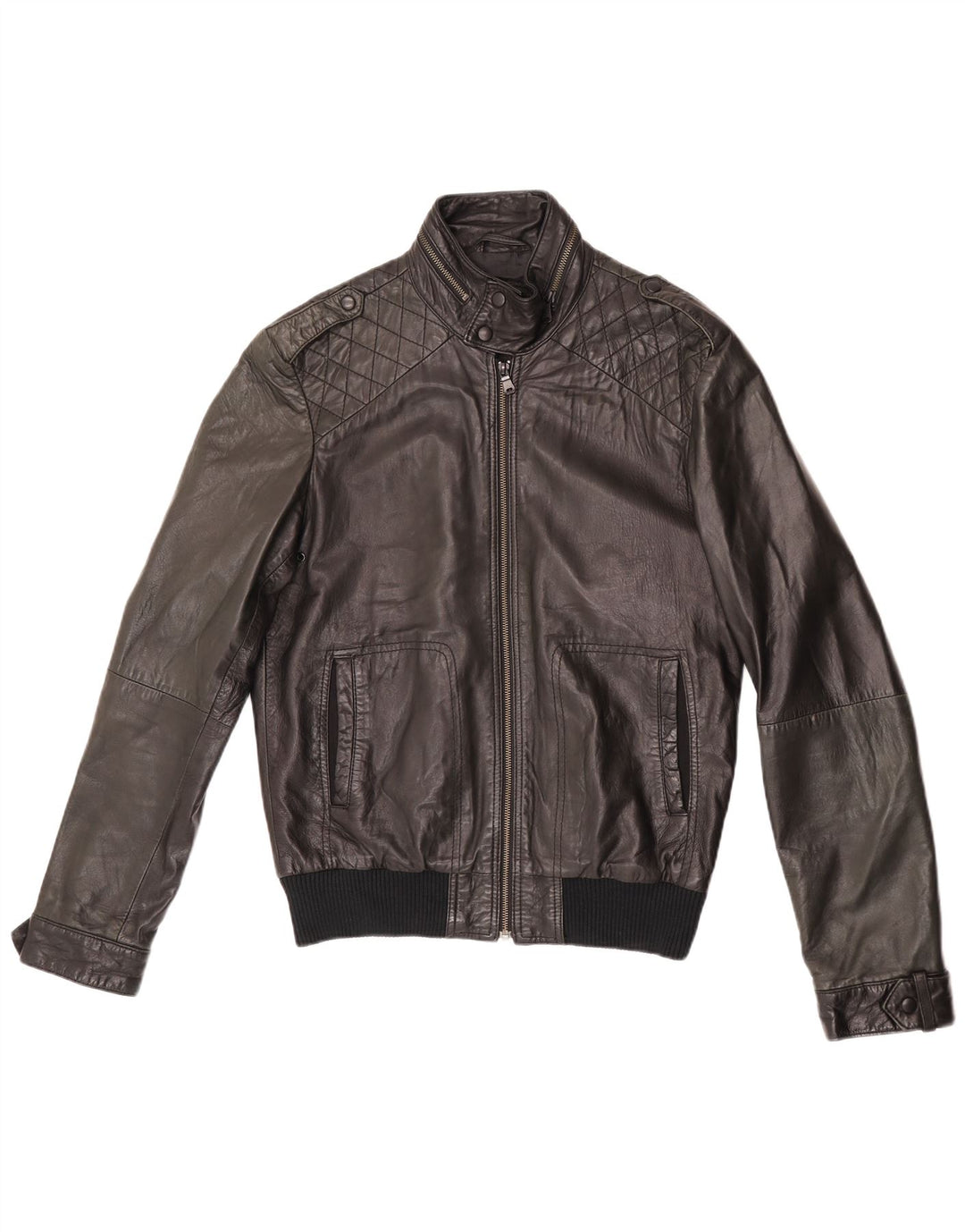 Giacca in pelle da uomo ZARA UK 38 pelle nera media