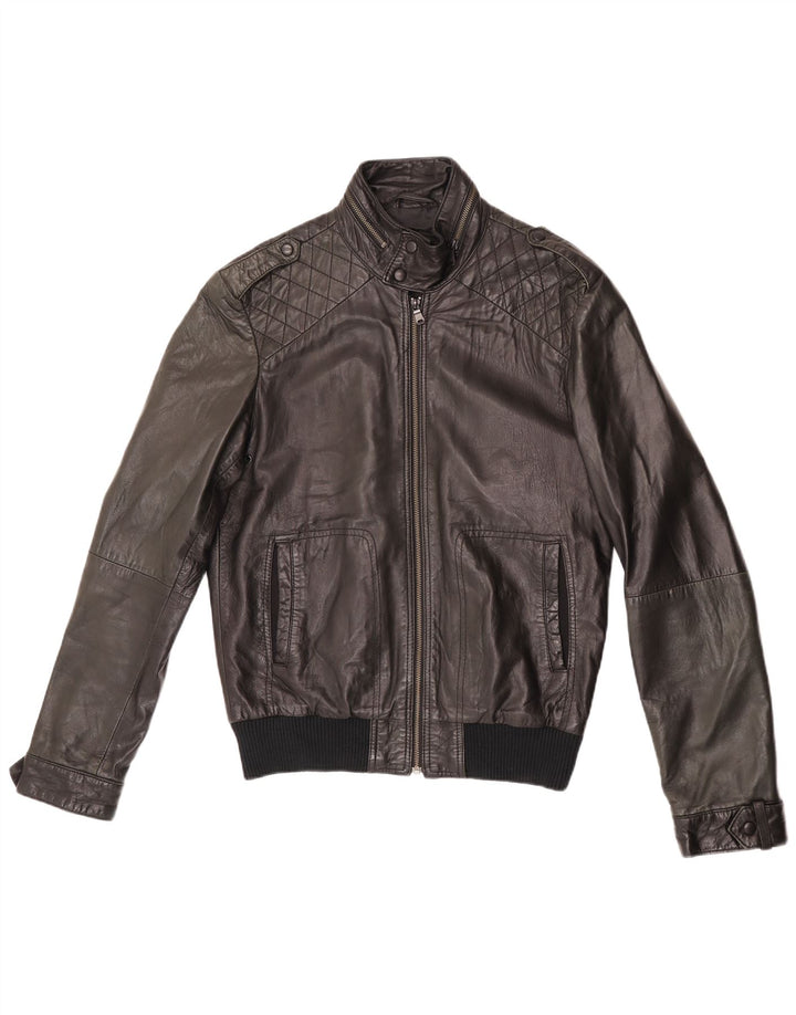Giacca in pelle da uomo ZARA UK 38 pelle nera media