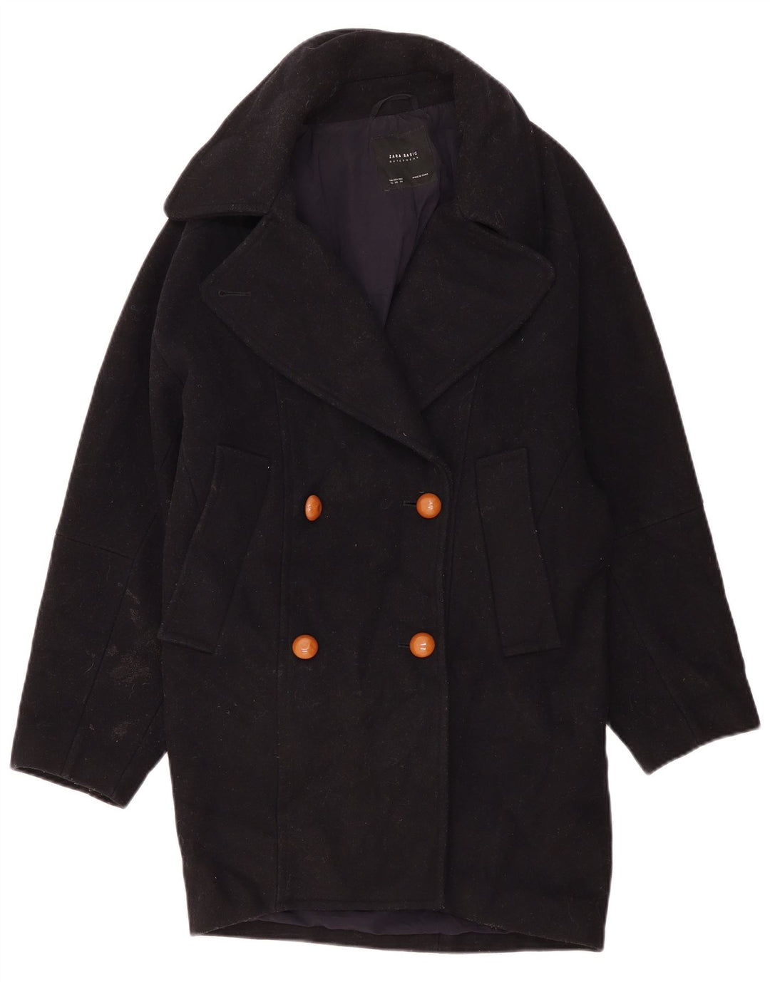 Cappotto doppiopetto oversize da donna Zara UK 6 XS Nero