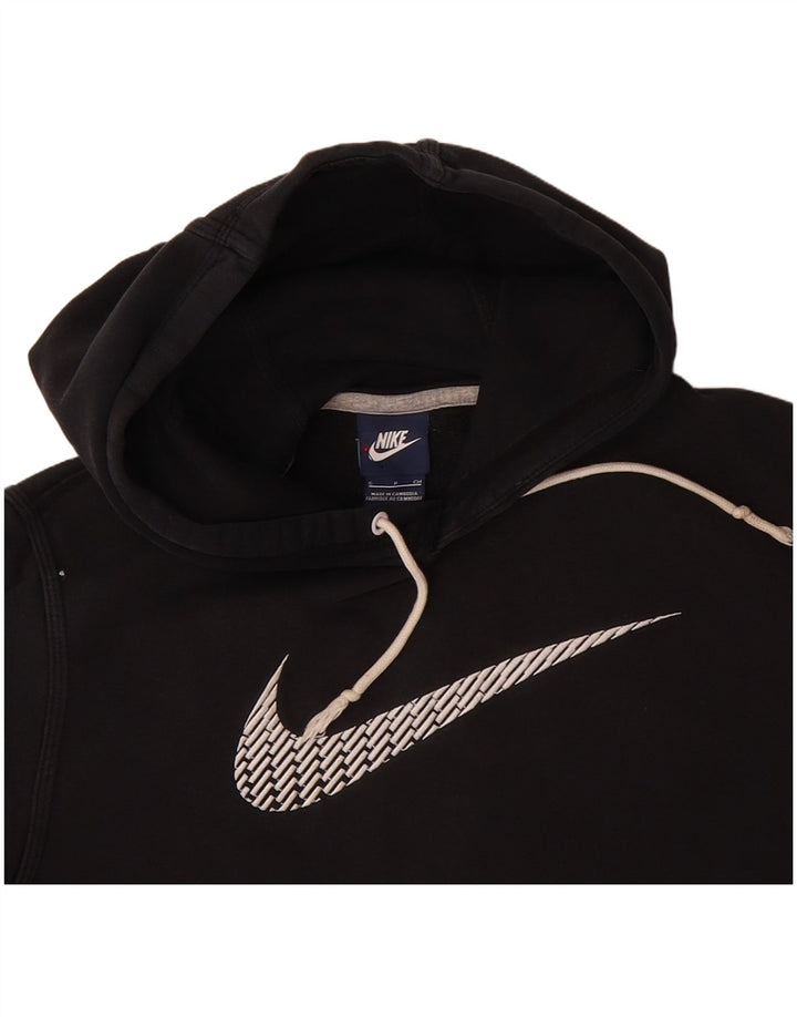 NIKE Mens Graphic Hoodie Jumper Small Black Cotton