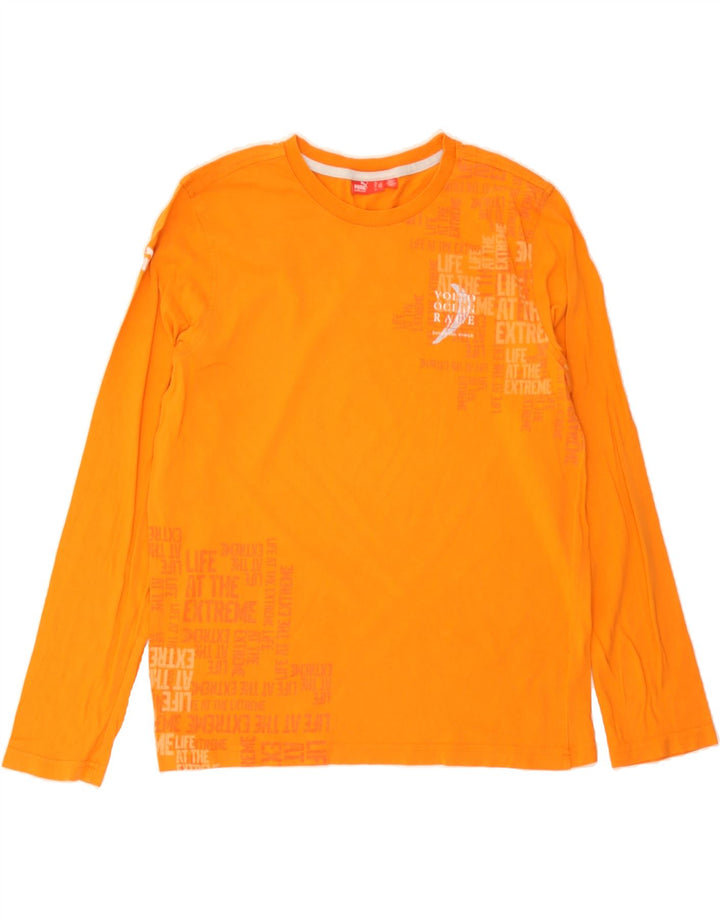 PUMA Mens Graphic Top Long Sleeve Large Orange Cotton Vintage Puma and Second-Hand Puma from Messina Hembry 