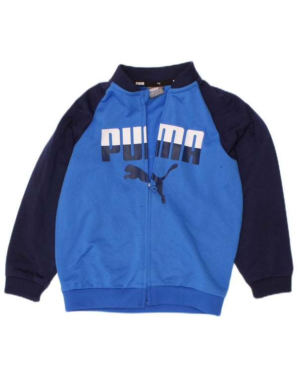 Puma Boys Graphic Tracksuit Top Jacket 2-3 Years Blue Colourblock Polyester