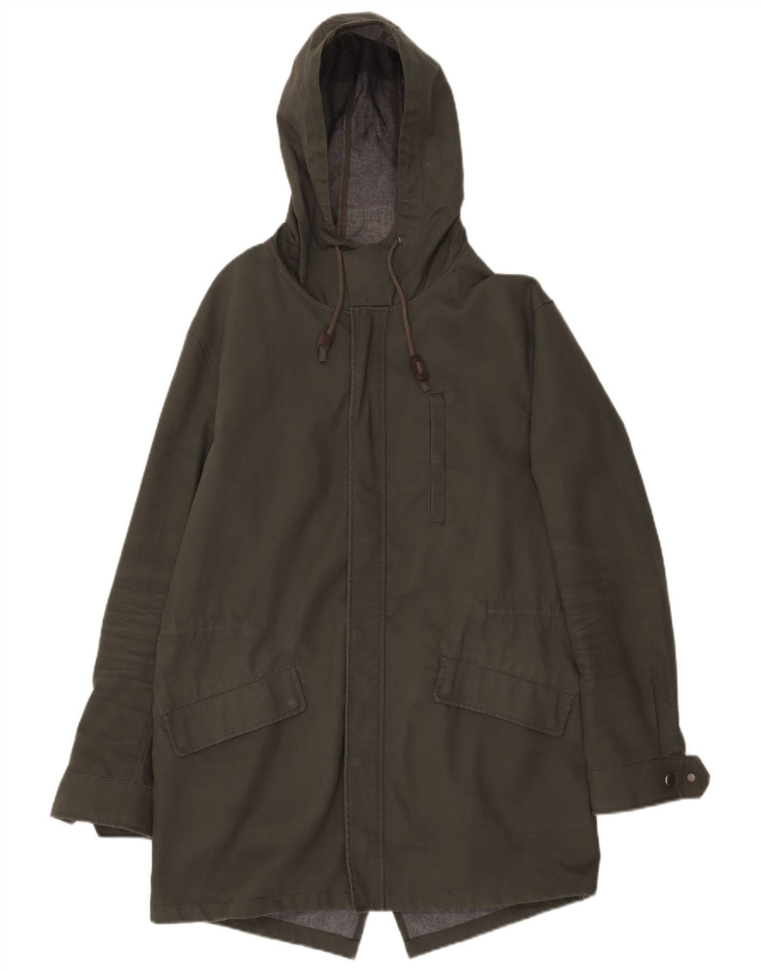 Giacca Parka con cappuccio da uomo Zara UK 40 grande cotone kaki