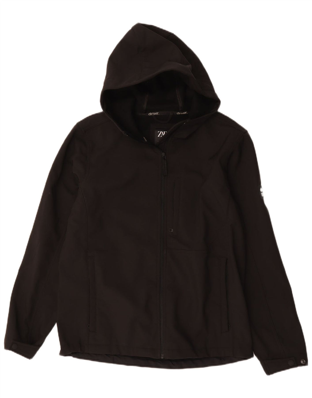 Giacca a vento con cappuccio da uomo Zara UK 40 grande poliestere nero