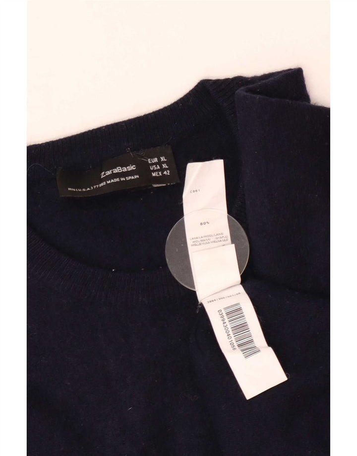 Maglione maglione girocollo da uomo Zara XL in lana blu navy